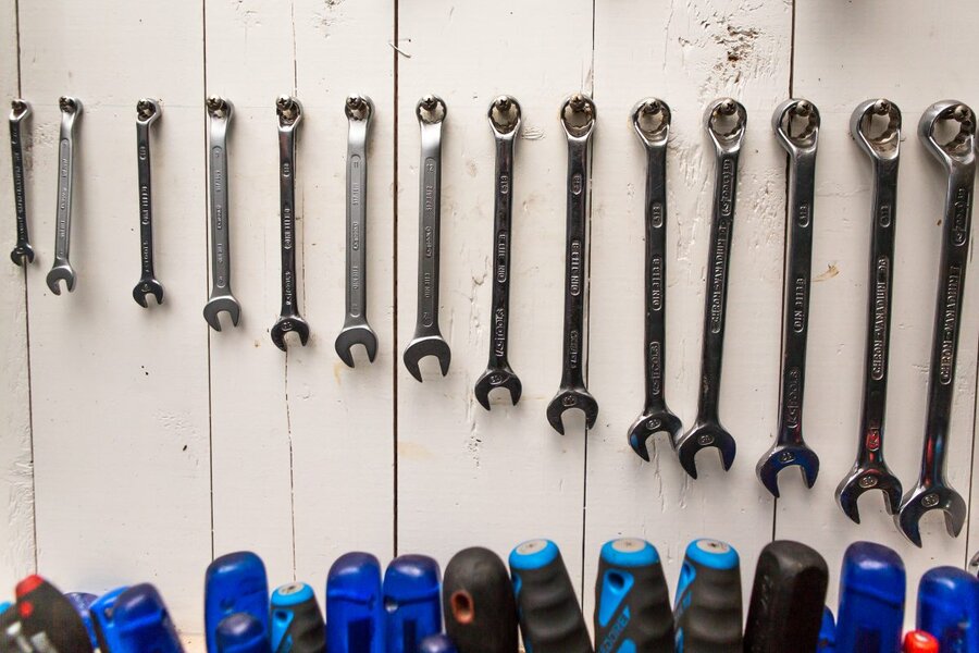 Materials and tools on the wall