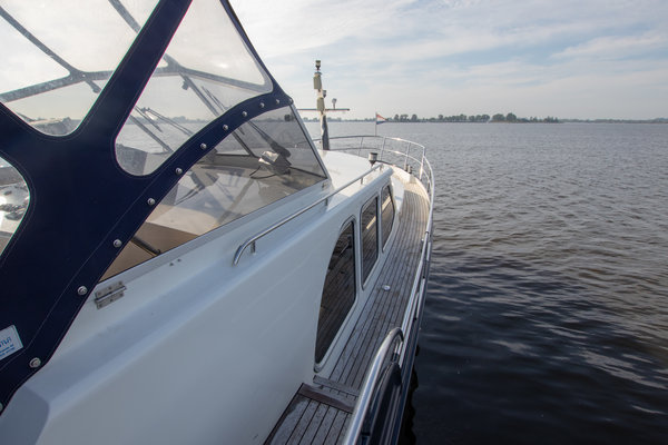 Open water of the Frisian Lakes viewed from a boat 